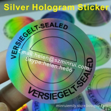 Custom Round Silver Holographic Sticker,tamper Proof Self Adhesive Hologram Seal 